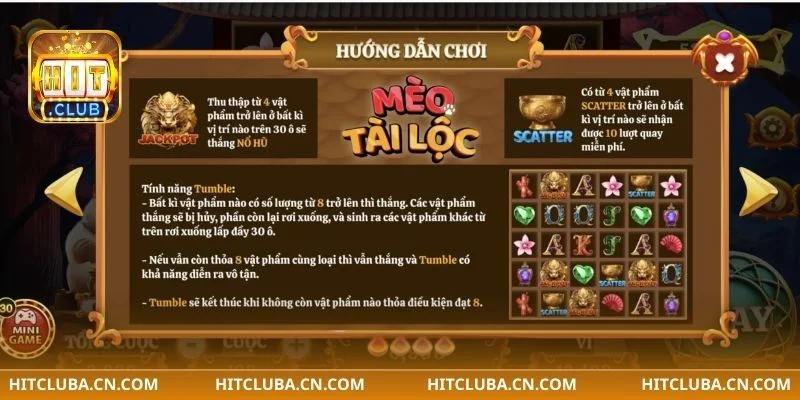 Các biểu tượng trong ván chơi Nổ hũ Mèo Chiêu Tài rất đặc sắc.