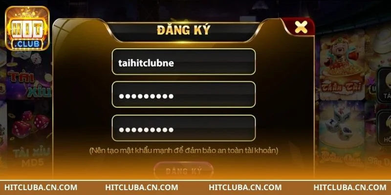 Đăng ký ID chơi tại HIT CLUB rất dễ dàng.